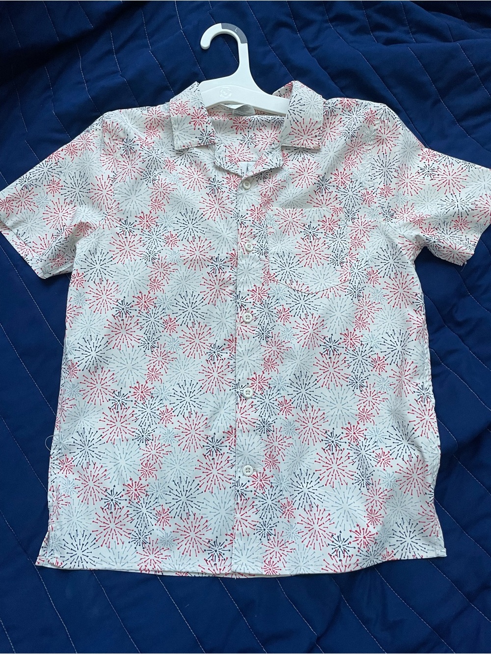 Boys All in Motion fireworks shirt - size L 10/12. New without tags.
